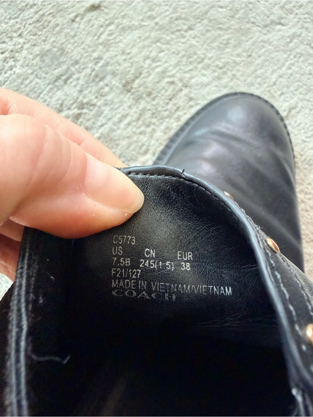Coach Lory Black Studded Leather Chelsea Boots Size 7.5 / 38